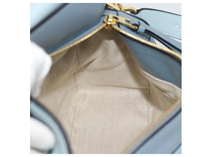 LOEWE Puzzle Small Hand Bag Leather 2way Light Blue Gold Tone - vista 24