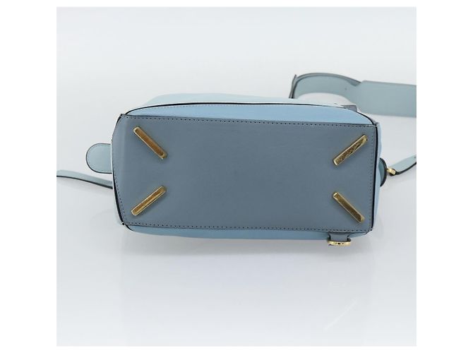LOEWE Puzzle Small Hand Bag Leather 2way Light Blue Gold Tone - vista 5