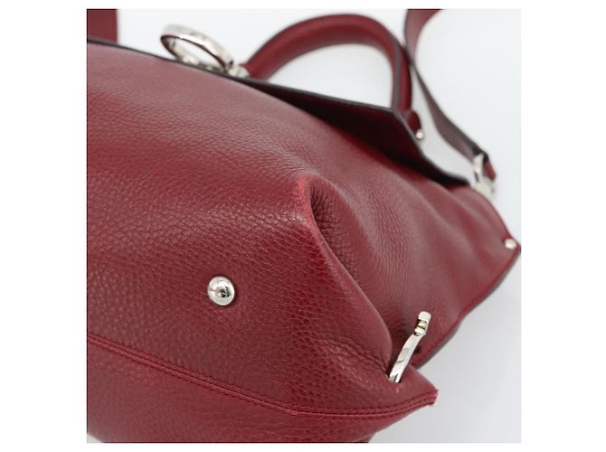 Salvatore Ferragamo Gancini Handtasche Leder 2way Rot Silber - Ansicht 12