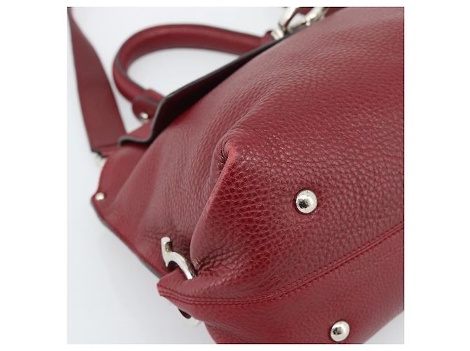 Salvatore Ferragamo Gancini Handtasche Leder 2way Rot Silber - Ansicht 13