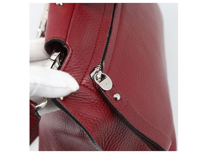 Salvatore Ferragamo Gancini Handtasche Leder 2way Rot Silber - Ansicht 16