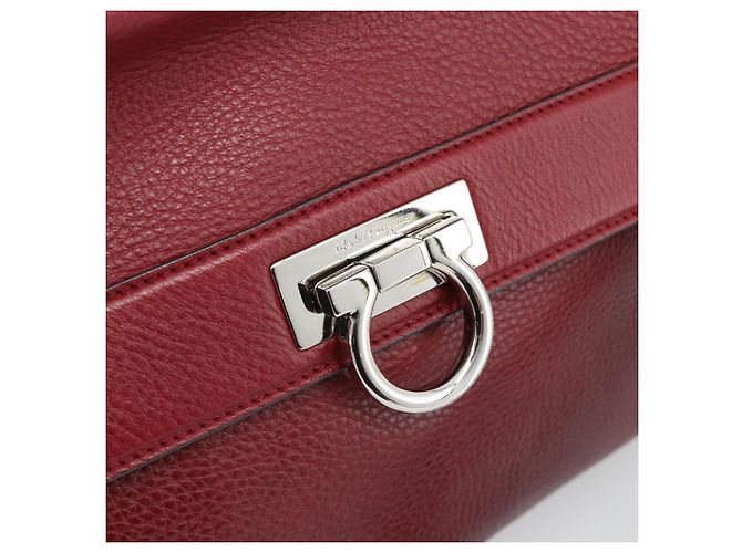 Salvatore Ferragamo Gancini Handtasche Leder 2way Rot Silber - Ansicht 17