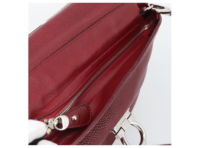 Salvatore Ferragamo Gancini Handtasche Leder 2way Rot Silber - Ansicht 19