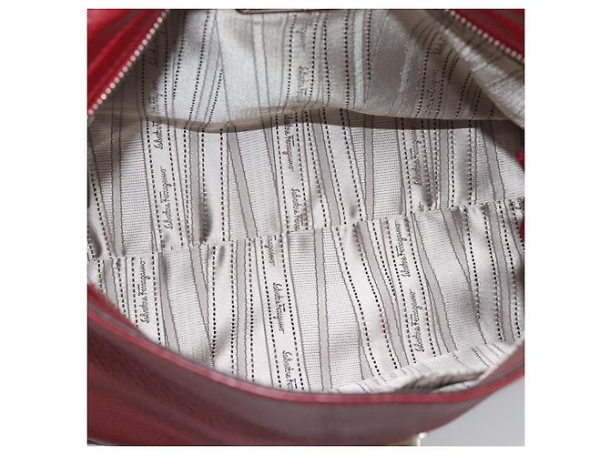 Salvatore Ferragamo Gancini Handtasche Leder 2way Rot Silber - Ansicht 21