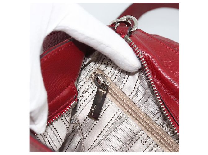 Salvatore Ferragamo Gancini Handtasche Leder 2way Rot Silber - Ansicht 24