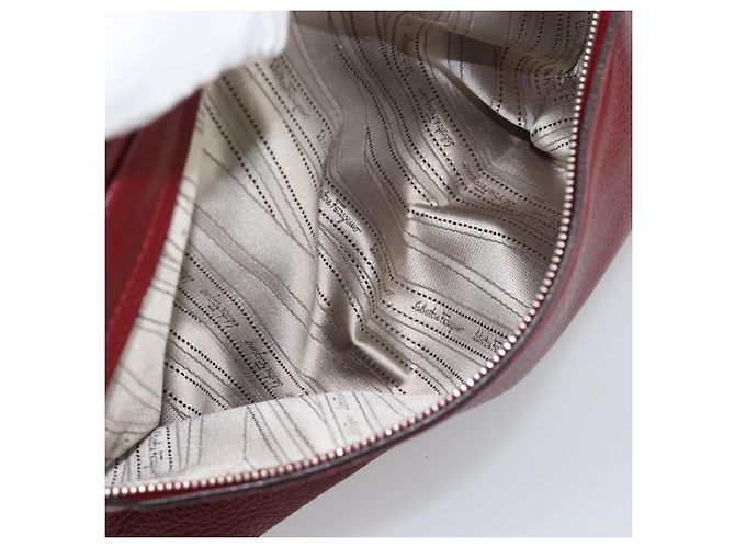 Salvatore Ferragamo Gancini Handtasche Leder 2way Rot Silber - Ansicht 26