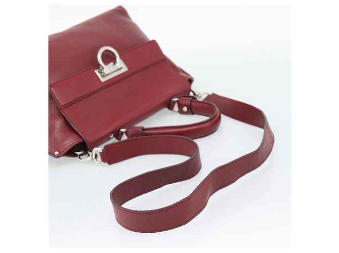 Salvatore Ferragamo Gancini Handtasche Leder 2way Rot Silber - Ansicht 9