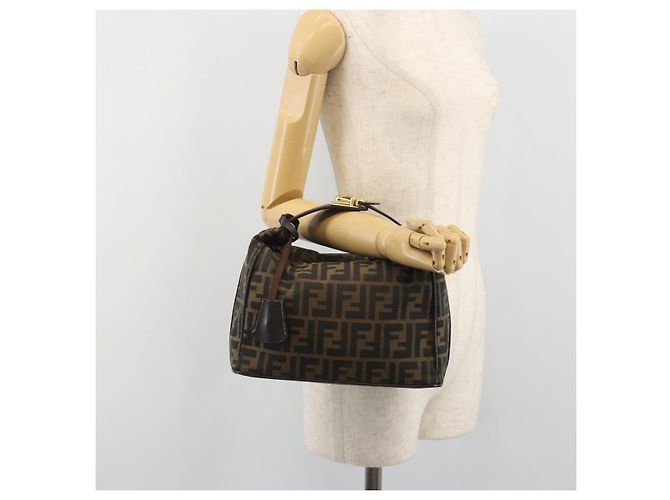 FENDI Zucca Canvas Hand Bag Black Brown - vista 25