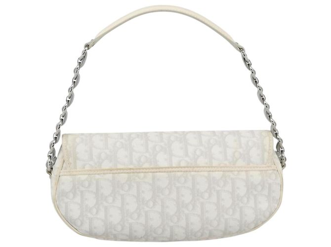 Christian Dior Trotter Canvas Romantic Chain Bag PVC White Silver - vista 3