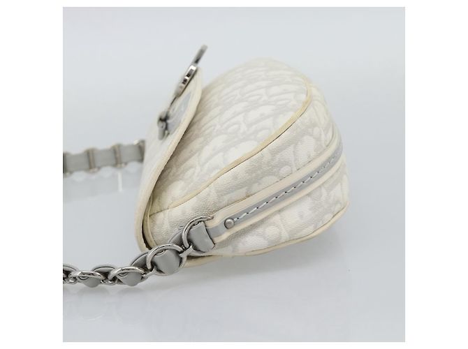 Christian Dior Trotter Canvas Romantic Chain Bag PVC White Silver - vista 4