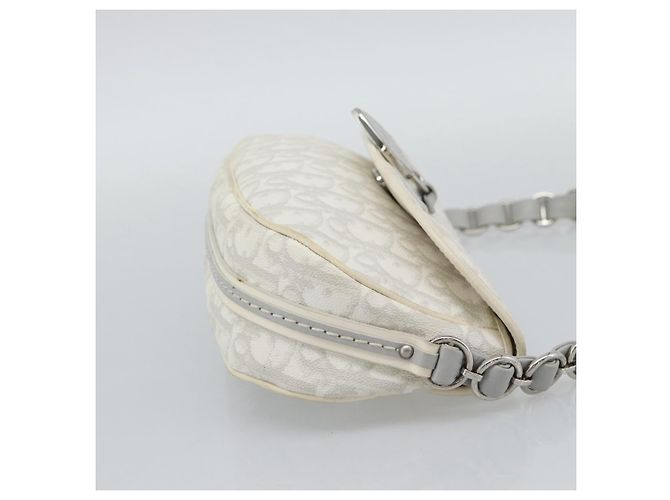 Christian Dior Trotter Canvas Romantic Chain Bag PVC White Silver - vista 5