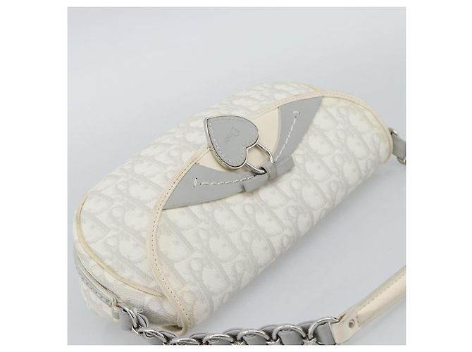 Christian Dior Trotter Canvas Romantic Chain Bag PVC White Silver - vista 6