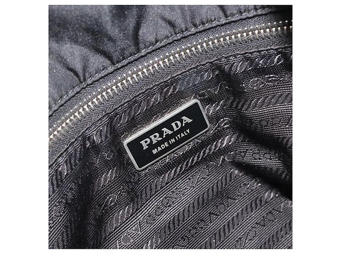 PRADA Chain Shoulder Bag Nylon Black Silver - vista 16