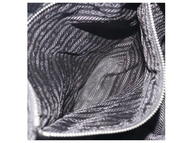 PRADA Chain Shoulder Bag Nylon Black Silver - vista 21