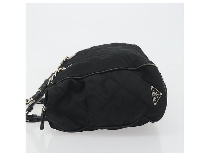 PRADA Chain Shoulder Bag Nylon Black Silver - vista 5