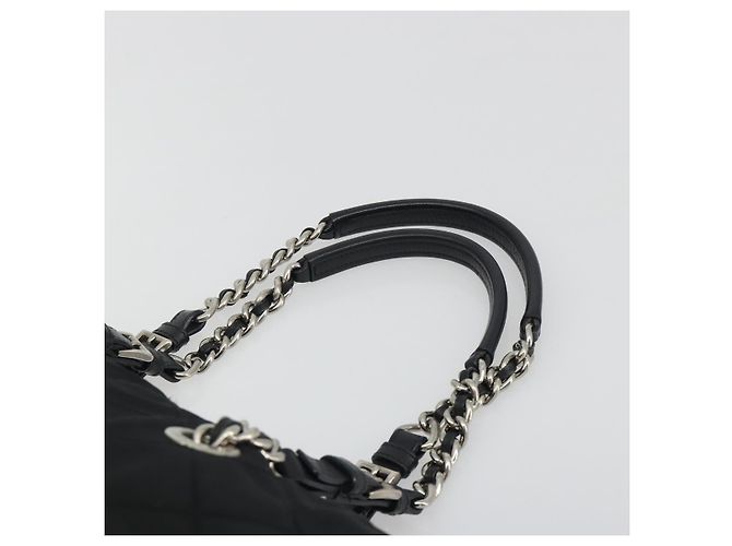 PRADA Chain Shoulder Bag Nylon Black Silver - vista 8
