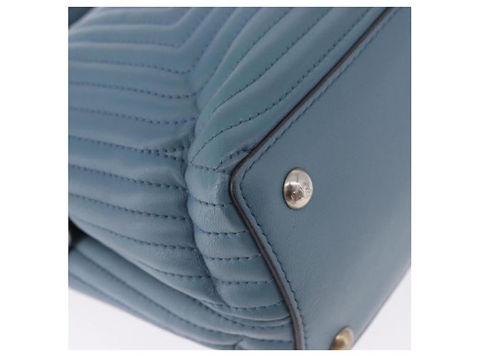 FENDI Dot Com Click Hand Bag Leather Blue Silver - vista 12