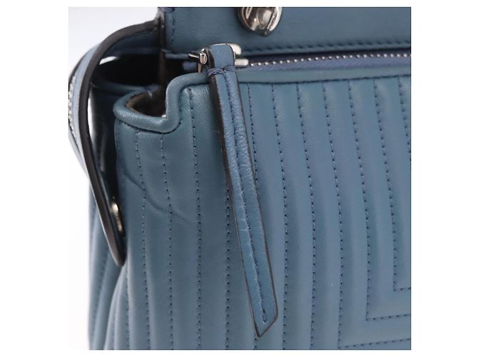 FENDI Dot Com Click Hand Bag Leather Blue Silver - vista 16