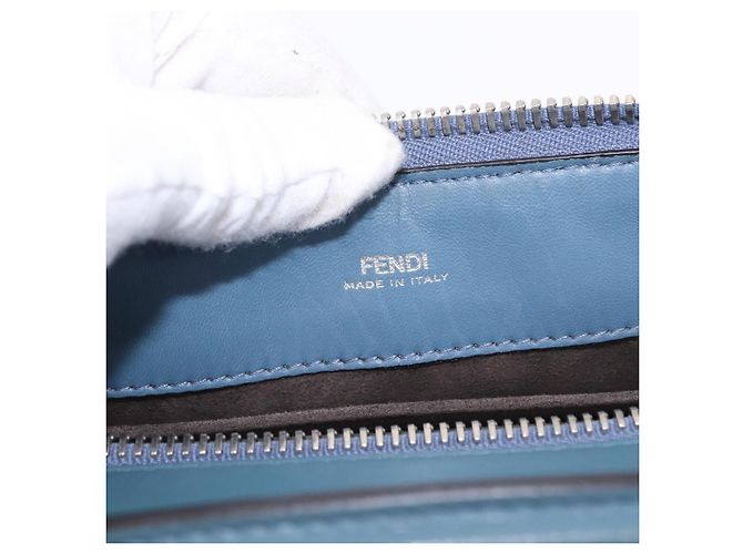 FENDI Dot Com Click Hand Bag Leather Blue Silver - vista 17