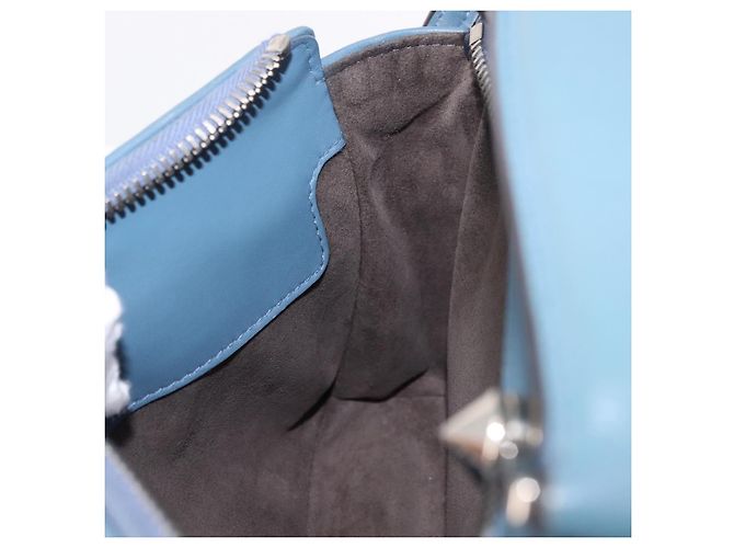 FENDI Dot Com Click Hand Bag Leather Blue Silver - vista 22