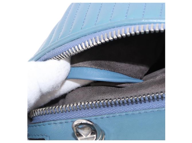 FENDI Dot Com Click Hand Bag Leather Blue Silver - vista 25