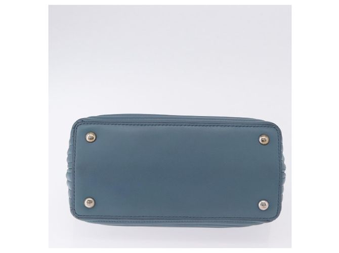 FENDI Dot Com Click Hand Bag Leather Blue Silver - vista 9