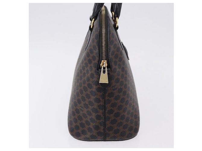 Céline CELINE Macadam Canvas Hand Bag PVC Leather Black Gold - vista 5
