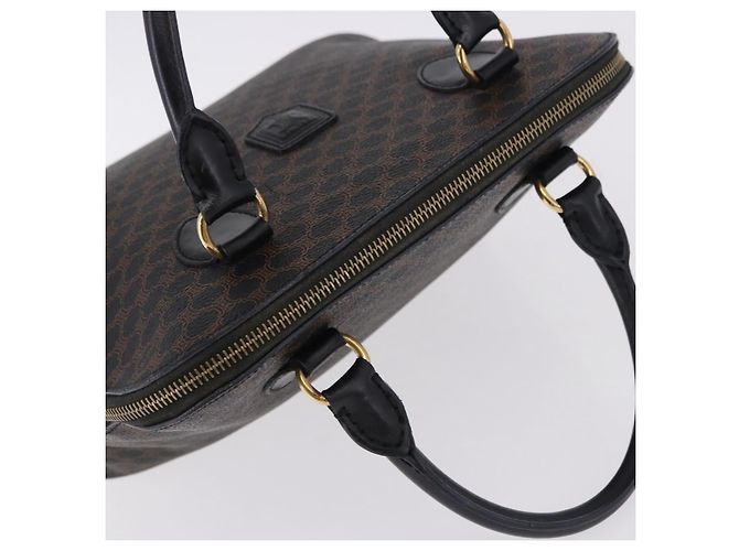 Céline CELINE Macadam Canvas Hand Bag PVC Leather Black Gold - vista 6