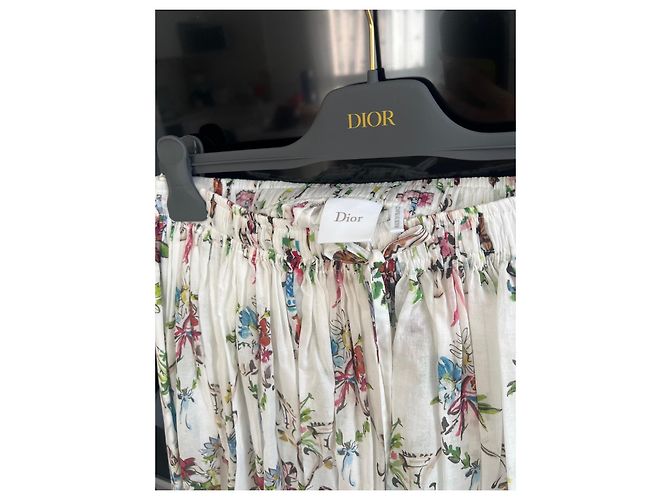 Falda larga Dior estampado floral Blanco Multicolor - vista 3