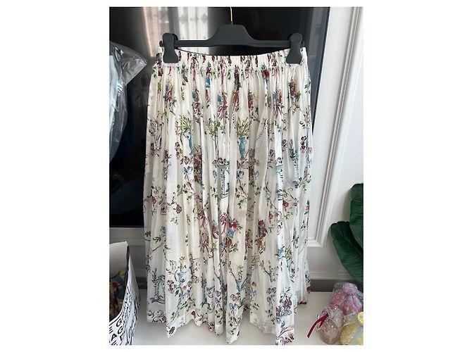 Falda larga Dior estampado floral Blanco Multicolor - vista 4