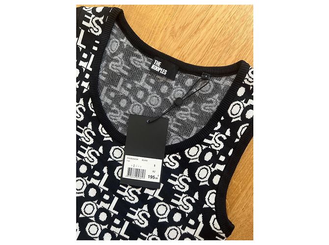Abito aderente con logo The Kooples Nero Bianco - vista 3