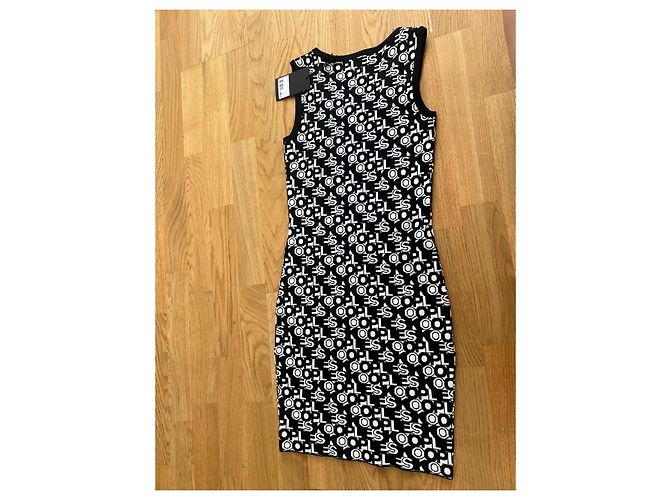 Abito aderente con logo The Kooples Nero Bianco - vista 4