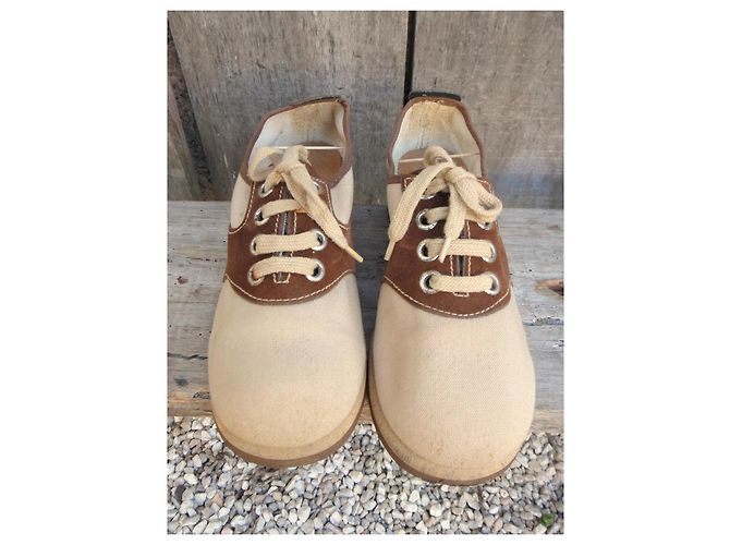 Autre Marque Scarpe Saddle Oxford anni 70 Marrone Crema - vista 2