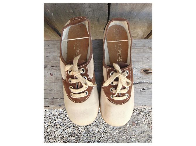 Autre Marque Scarpe Saddle Oxford anni 70 Marrone Crema - vista 3