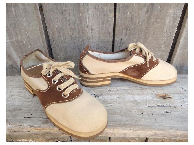 Autre Marque Scarpe Saddle Oxford anni 70 Marrone Crema - vista 5