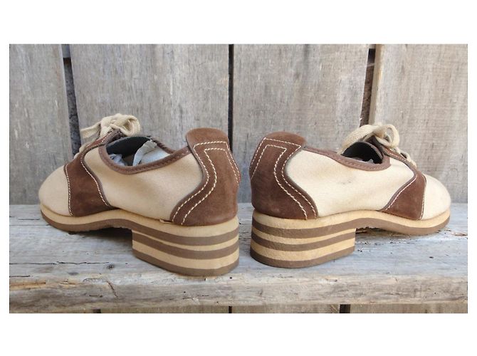 Autre Marque Scarpe Saddle Oxford anni 70 Marrone Crema - vista 6