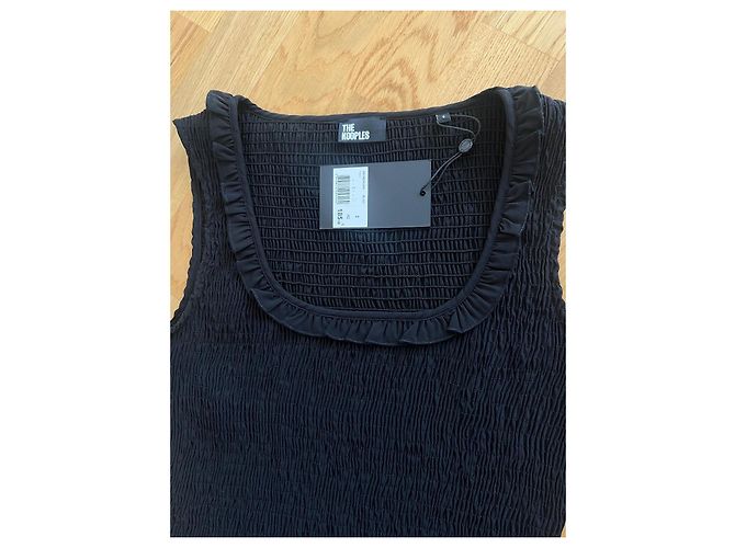 The Kooples Schwarzes Smock-Minikleid mit Rüschen - Ansicht 2