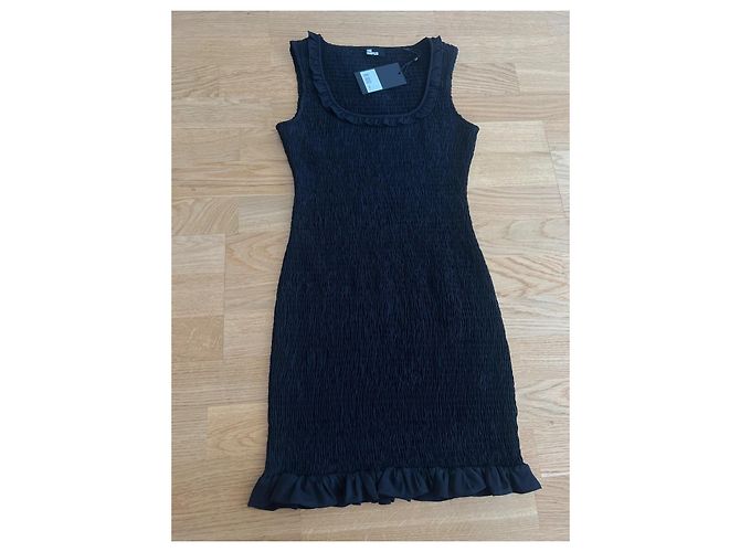 The Kooples Schwarzes Smock-Minikleid mit Rüschen - Ansicht 3