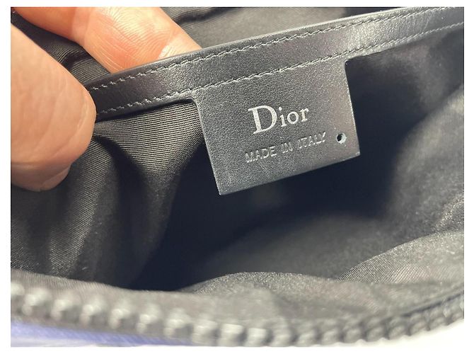 Pouch Christian Dior in nylon blu con patch - vista 10
