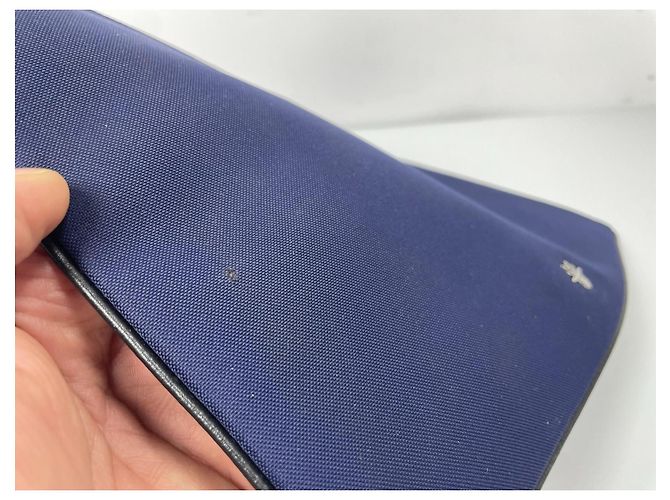 Pouch Christian Dior in nylon blu con patch - vista 4