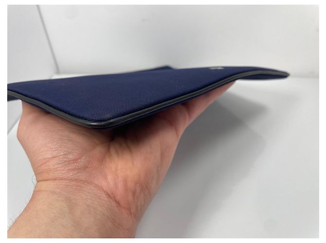 Pouch Christian Dior in nylon blu con patch - vista 5