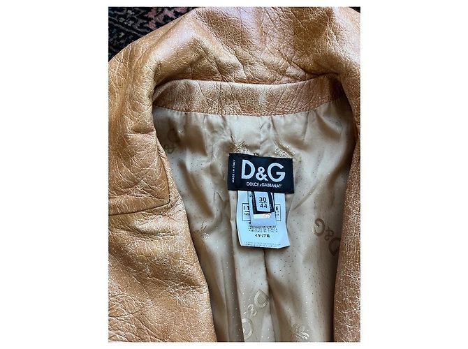 Cappotto lungo in pelle bicolore D&G Marrone Rosso - vista 6