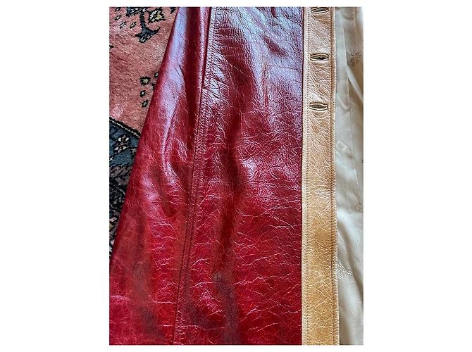 Cappotto lungo in pelle bicolore D&G Marrone Rosso - vista 8