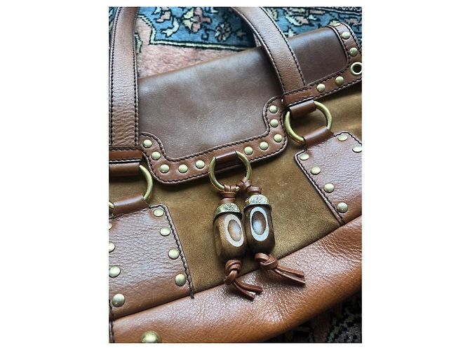 Borsa Yves Saint Laurent in pelle e camoscio marrone - vista 2