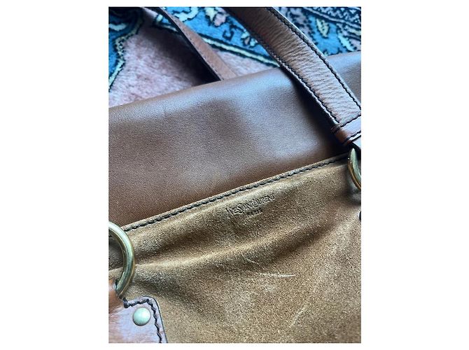 Borsa Yves Saint Laurent in pelle e camoscio marrone - vista 4