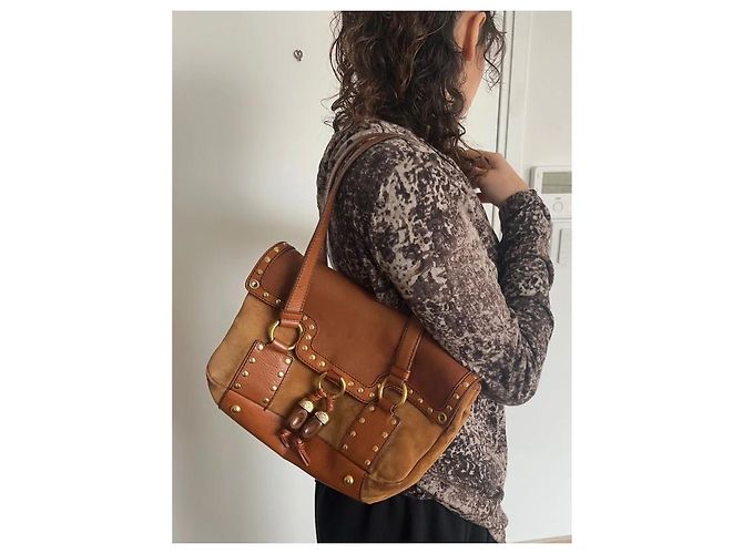 Borsa Yves Saint Laurent in pelle e camoscio marrone - vista 6