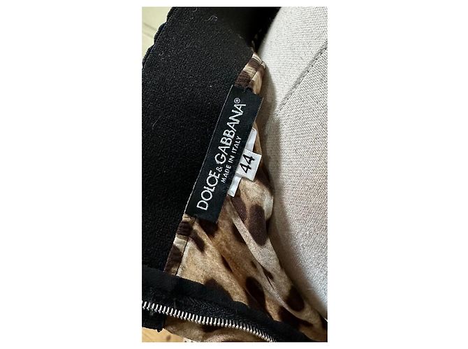 Falda de seda Dolce & Gabbana estampado de leopardo y ribete de encaje Negro - vista 4