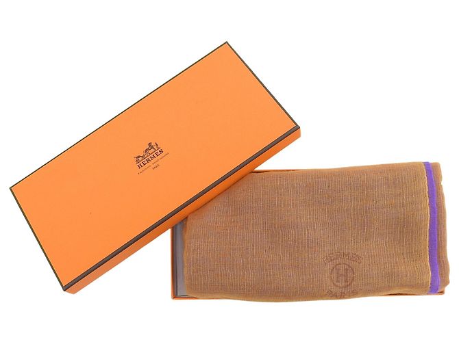 Hermès Hermes Kaschmir-Seiden-Schal Orange Lila - Ansicht 2