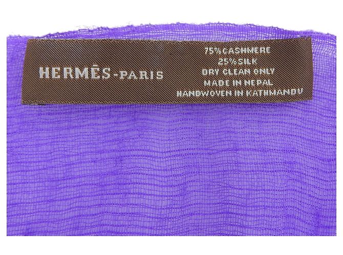 Hermès Hermes Kaschmir-Seiden-Schal Orange Lila - Ansicht 8