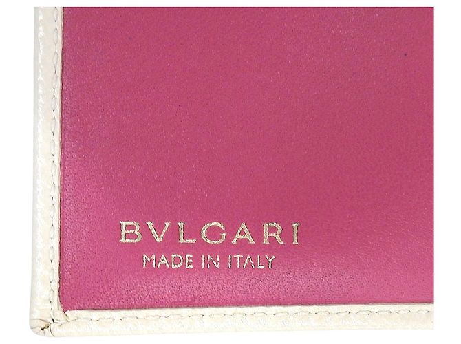 Bulgari Bvlgari Bicolor Leather Compact Tri-fold Wallet Beige Purple - view 10